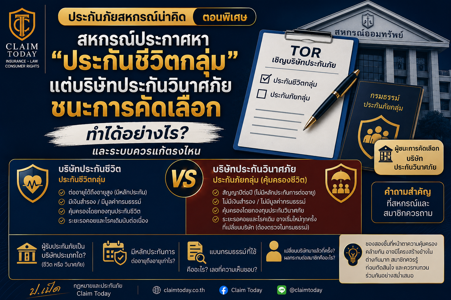ภาพประกอบบทความ Claim Today เรื่อง สหกรณ์ประกาศหา “ประกันชีวิตกลุ่ม” แต่บริษัทประกันวินาศภัยชนะการคัดเลือก — ทำได้อย่างไร และระบบควรแก้ตรงไหน