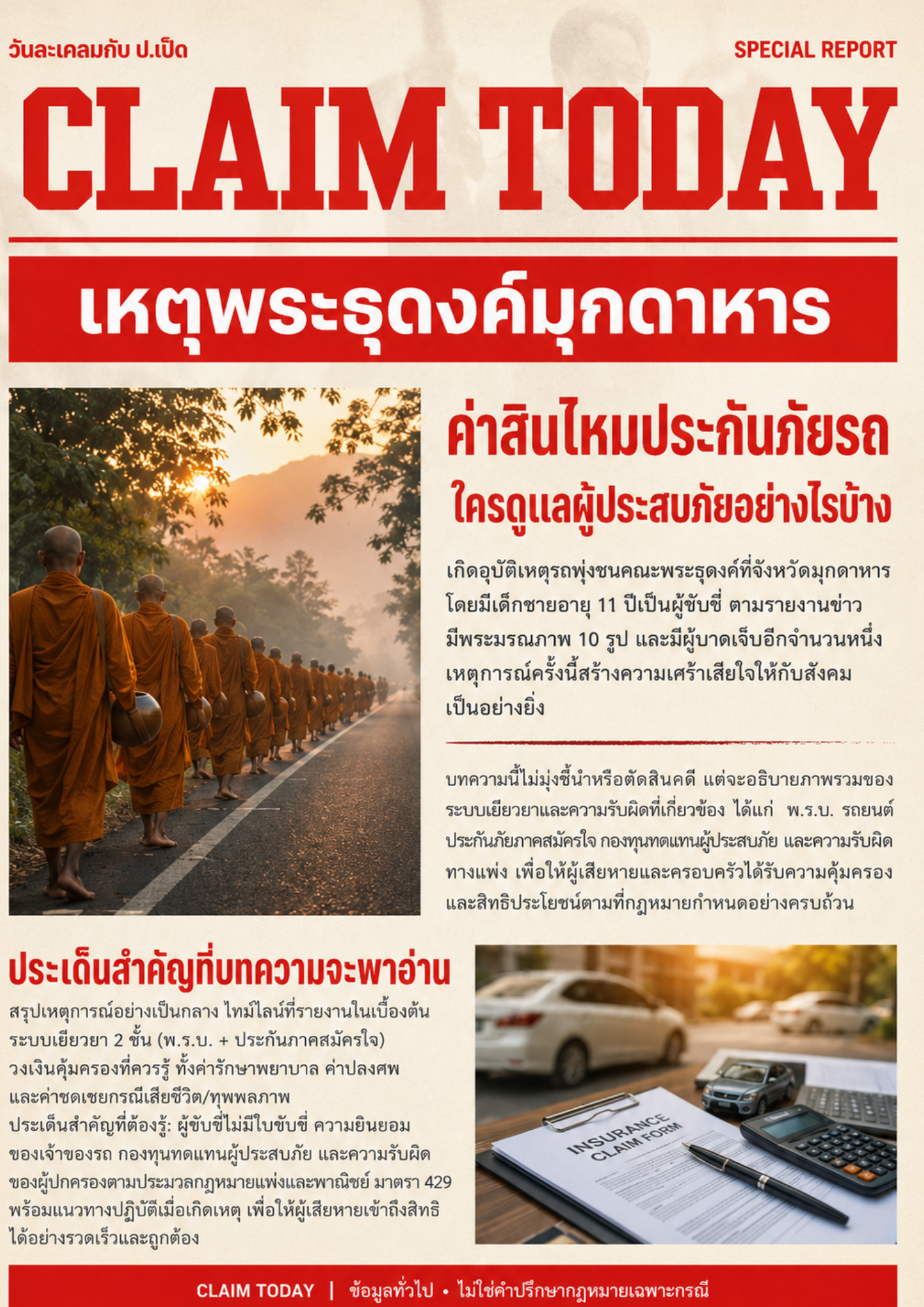 ภาพปกฉบับพิเศษ Claim Today เรื่องเหตุพระธุดงค์มุกดาหาร (ภาพประกอบต้นฉบับ ไม่ใช่ภาพข่าวจริง)